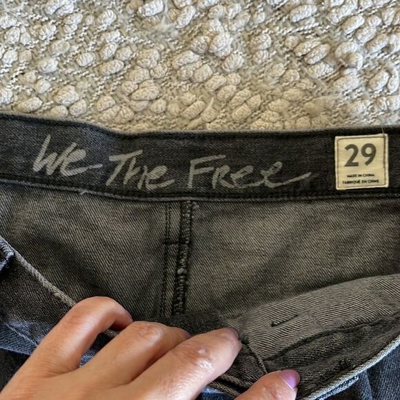 We the Free! Free People Black Antiqued Denim Mini Skirt Size 29 - Picture 5 of 8